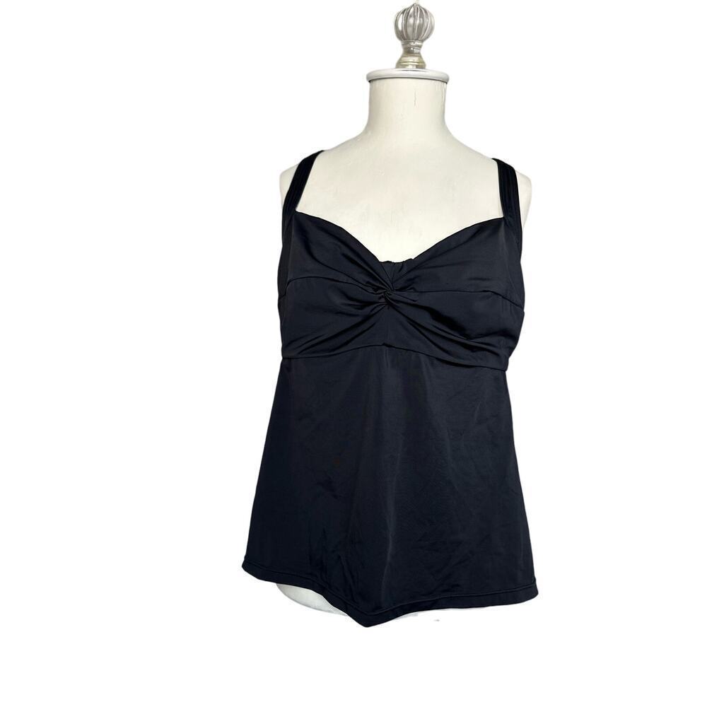 Title Nine Black Twisted Front Tankini Top